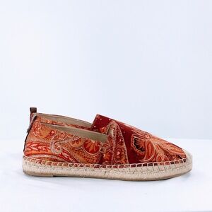 Sam Edelman Women Espadrille Khloe Red Flats Satin Floral Paisley Shoe Sz 10